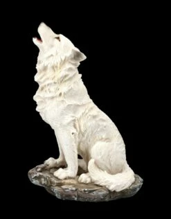 Wolf Figur - Weiß Sitzend Heulend