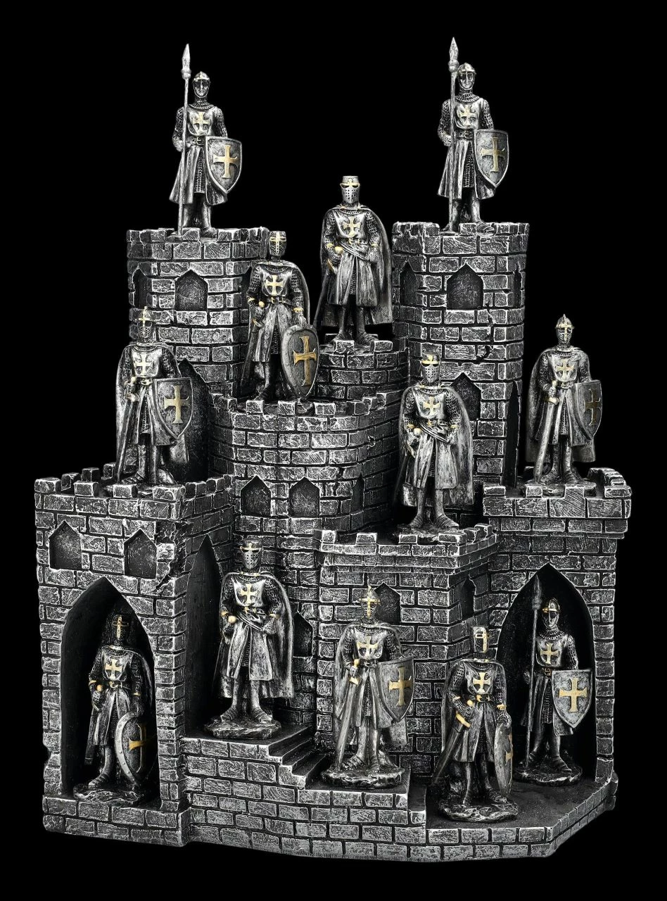 Ritterfiguren 12er Set Silber Mit Burg Display