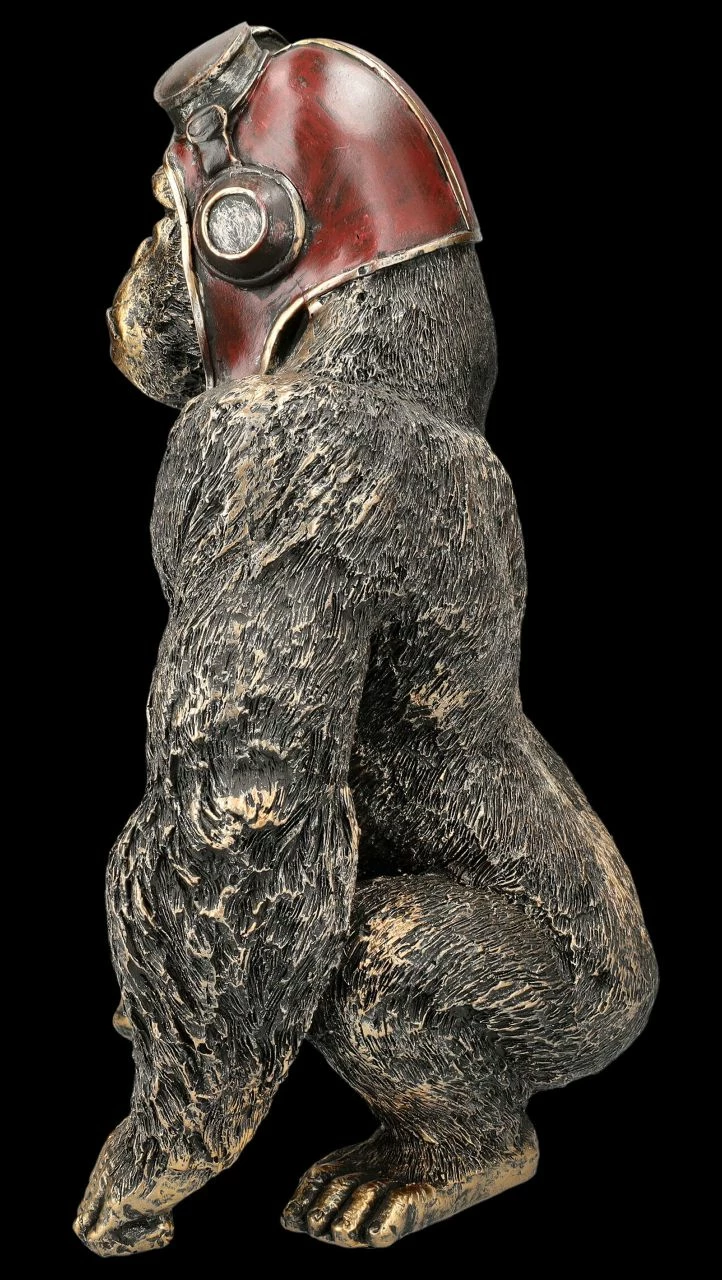 Gorilla Figur Mit Fliegerbrille Goldfarben – Bild 4