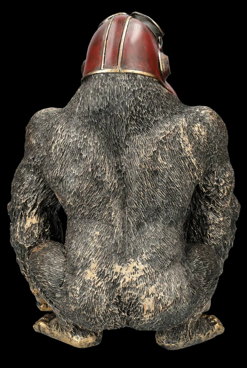 Gorilla Figur Mit Fliegerbrille Goldfarben – Bild 5