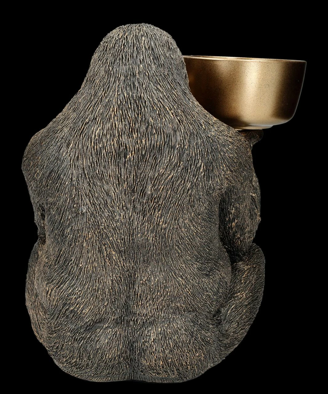 Gorilla Figur Hält Schale - Goldfarben – Bild 5
