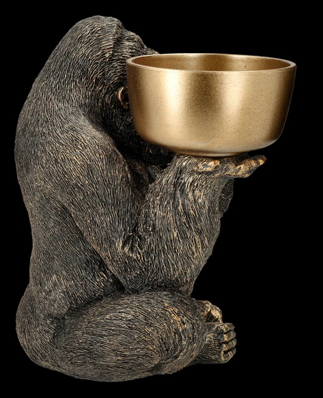 Gorilla Figur Hält Schale - Goldfarben – Bild 6