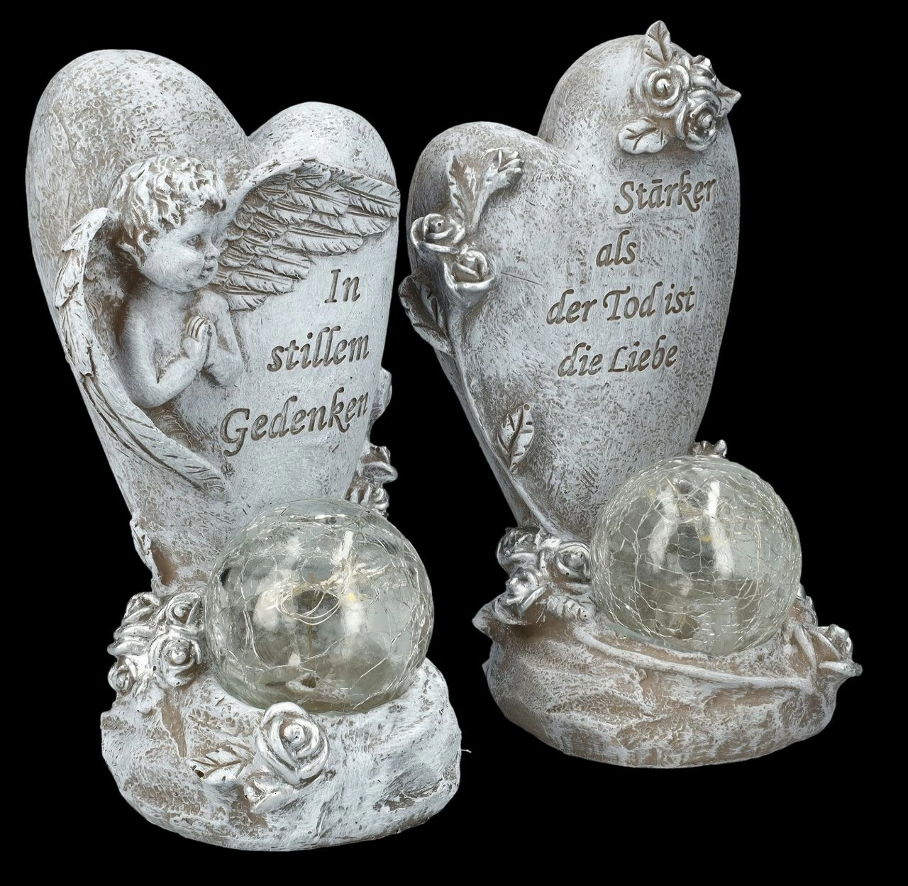 Grabengel Herz Set Mit Solar-Licht – Bild 2