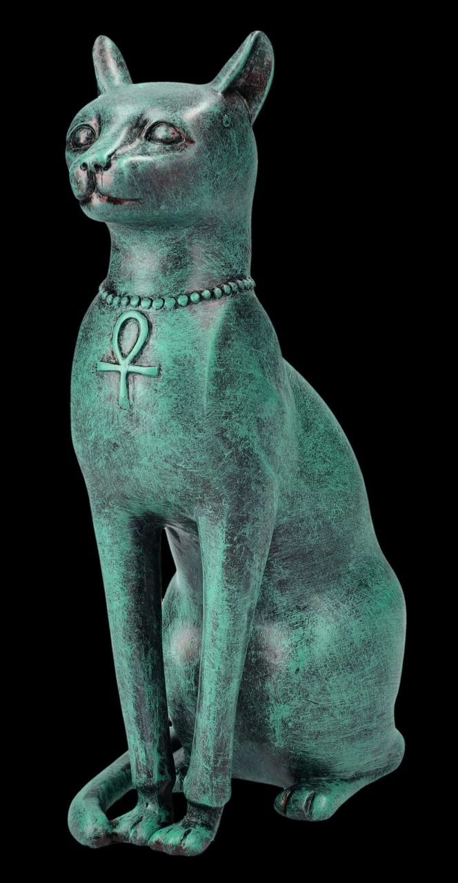 Bastet Figur - Ägyptische Katze In Bronze-Grünspan-Optik – Bild 6