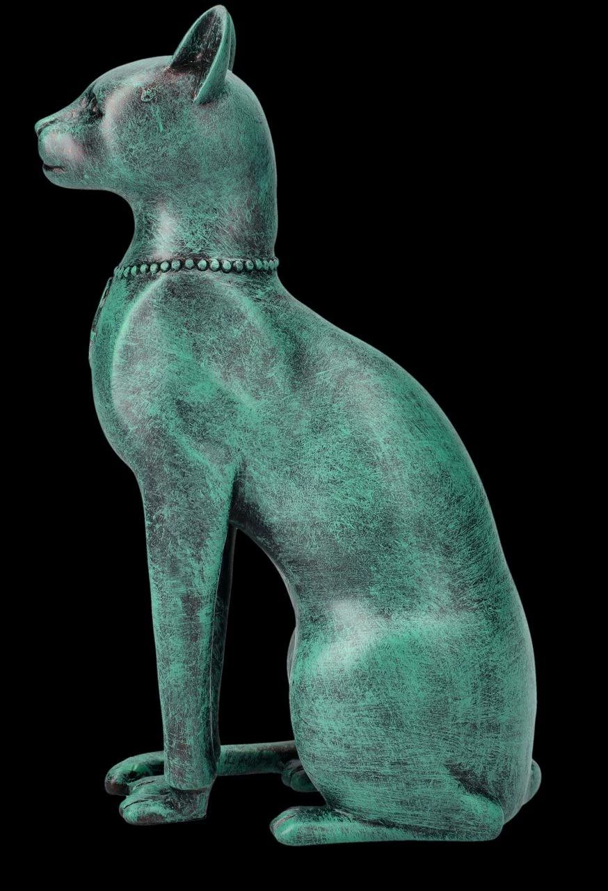 Bastet Figur - Ägyptische Katze In Bronze-Grünspan-Optik – Bild 3