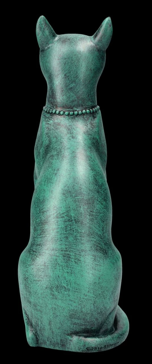Bastet Figur - Ägyptische Katze In Bronze-Grünspan-Optik – Bild 4