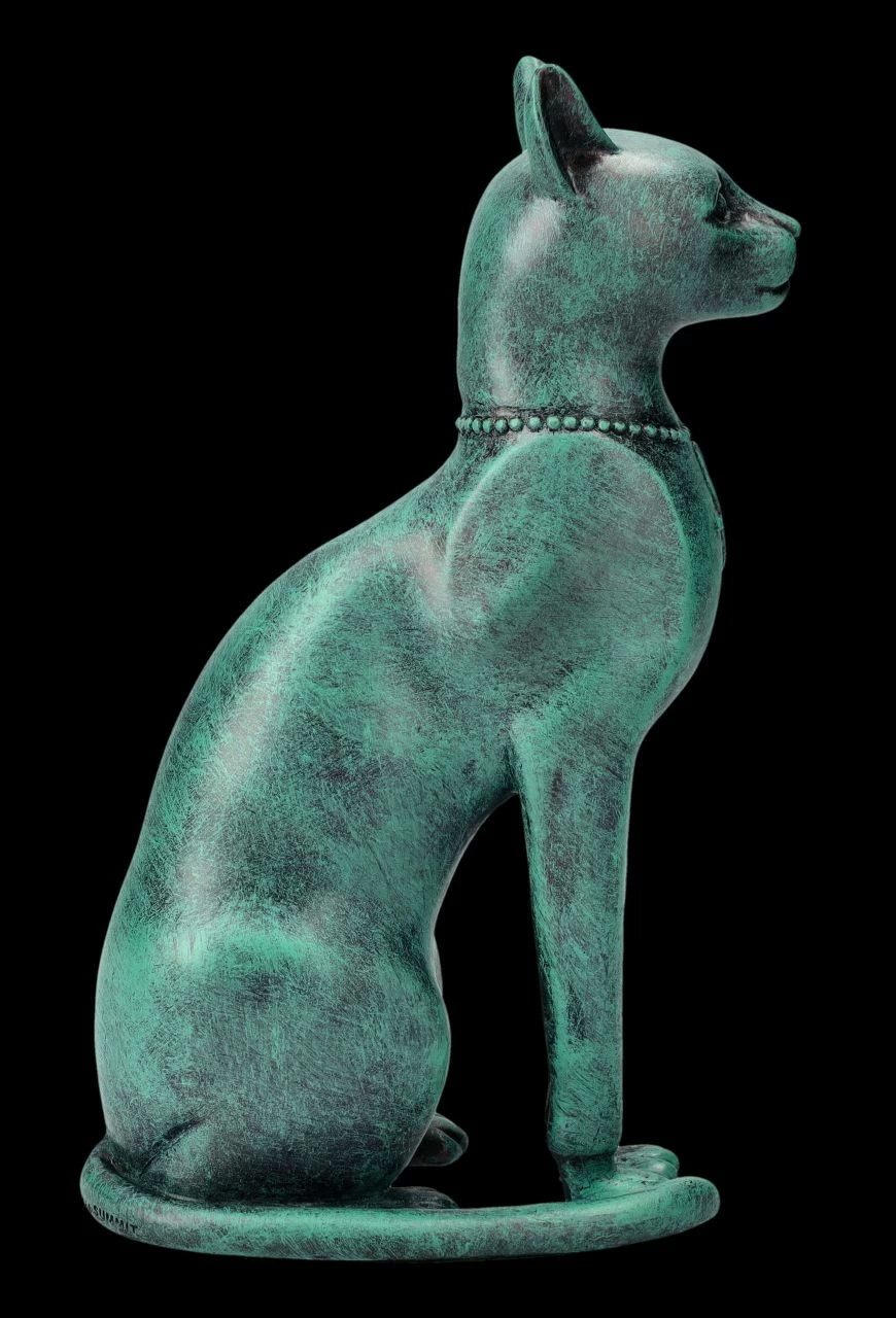 Bastet Figur - Ägyptische Katze In Bronze-Grünspan-Optik – Bild 5