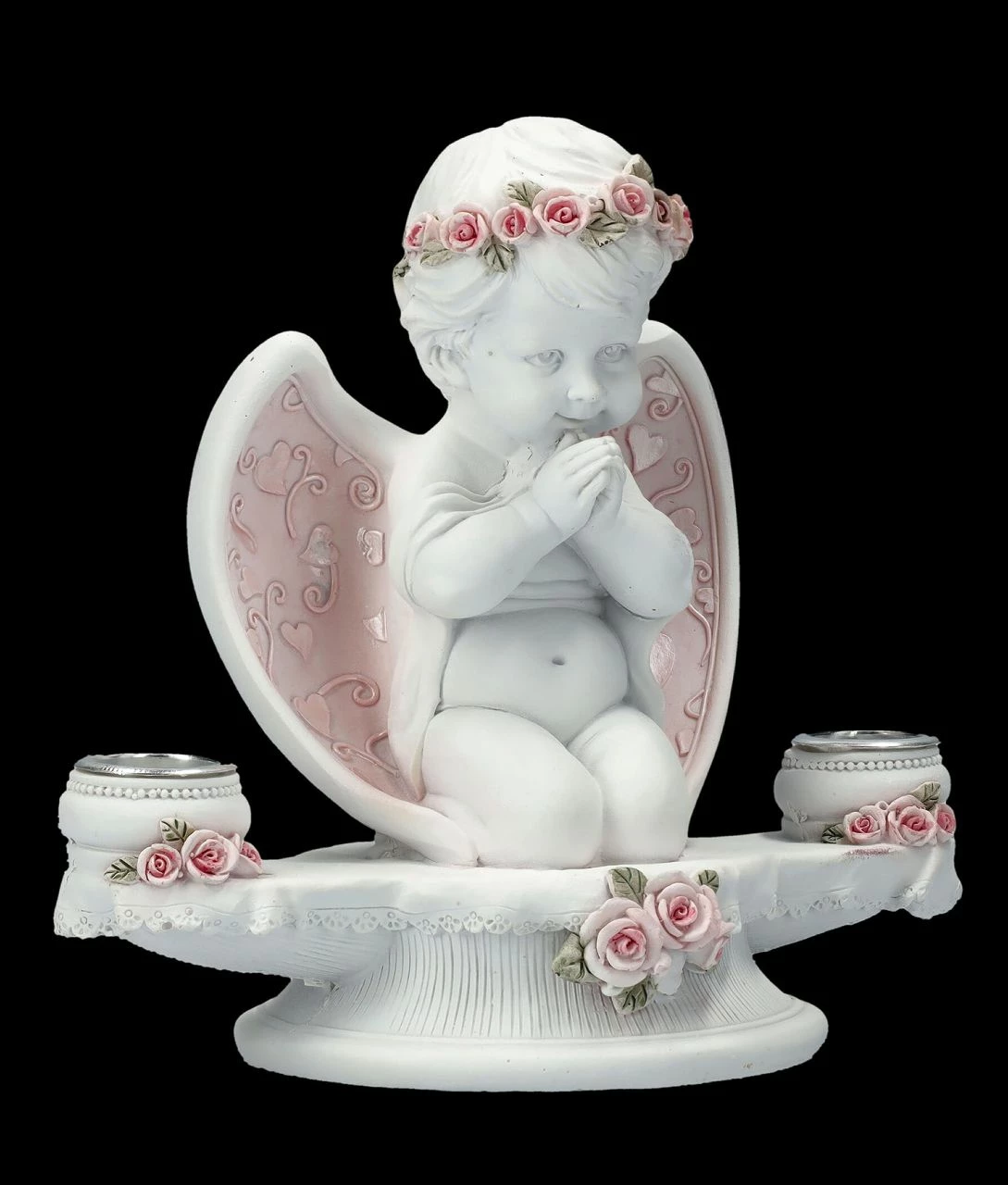 Kerzenhalter Engel - Putte Mit Rosa Rosen â Bild 4