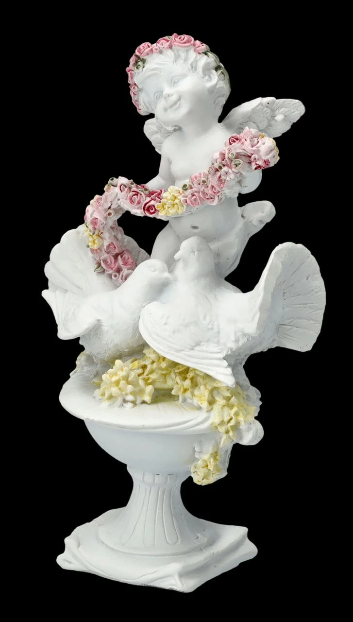 Engel Figur - Putte Mit Rosen Und Tauben – Bild 6