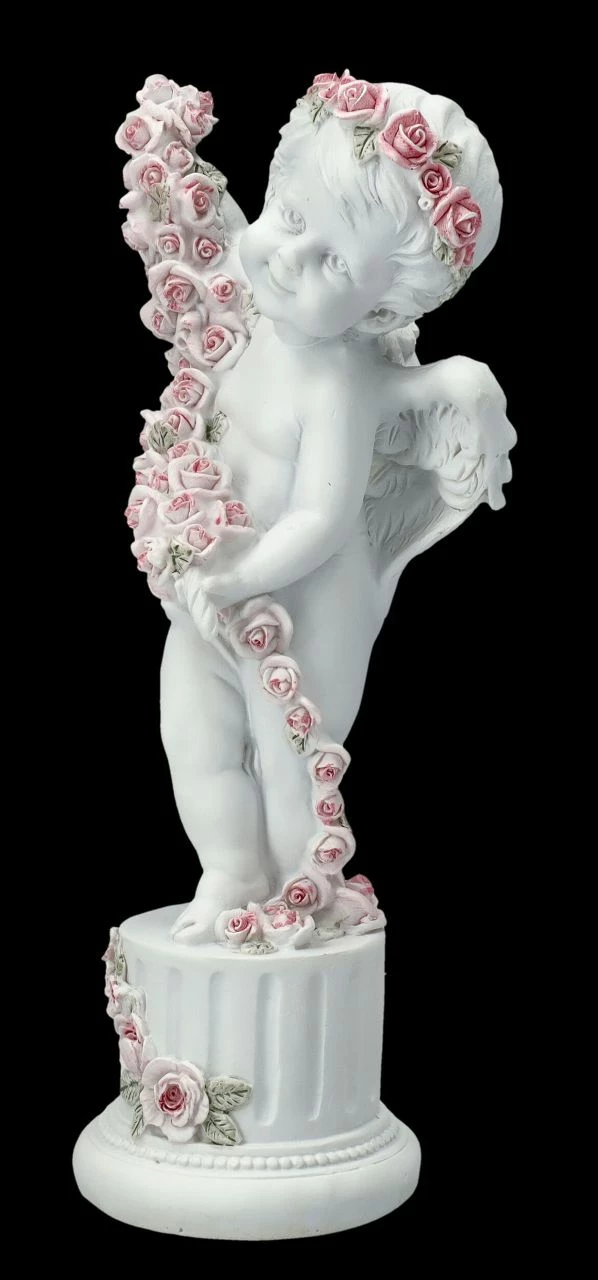 Engel Figur - Putte Mit Rosen Auf Säule – Bild 6
