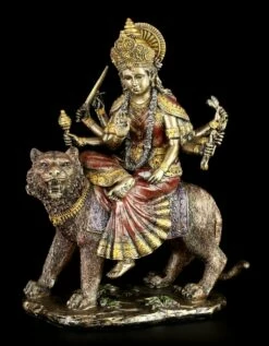 Hinduistische Götter Figur - Durga - Reitend Auf Tiger