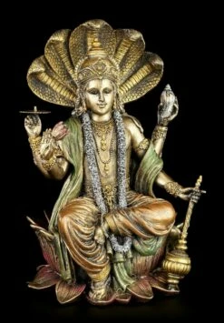 Hinduistische Götter Figur - Vishnu - Sitzend Auf Lotusblüte