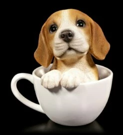 Hunde Figur - Beagle Welpe In Tasse