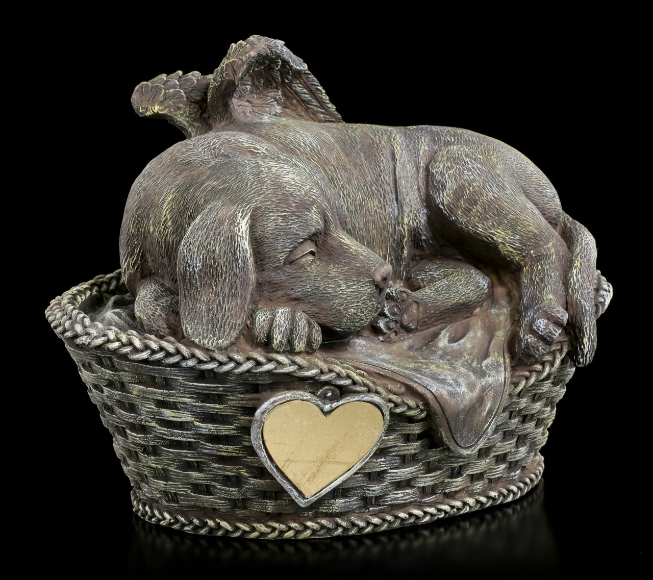 Tier Urne - Hunde-Engel Mit Gravurplatte In Steinoptik – Bild 3