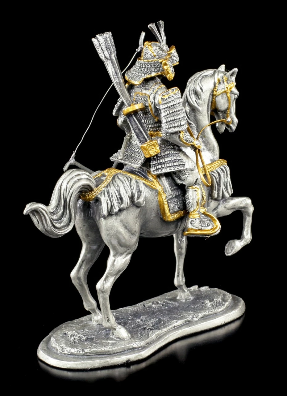Japanischer Samurai Mit Pferd Und Bogen - Zinn Figur – Bild 4