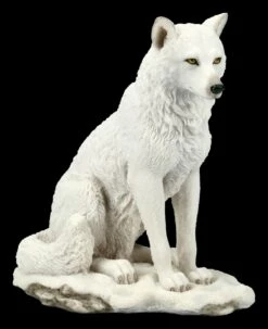 Weiße Wolf Figur - Sitzend