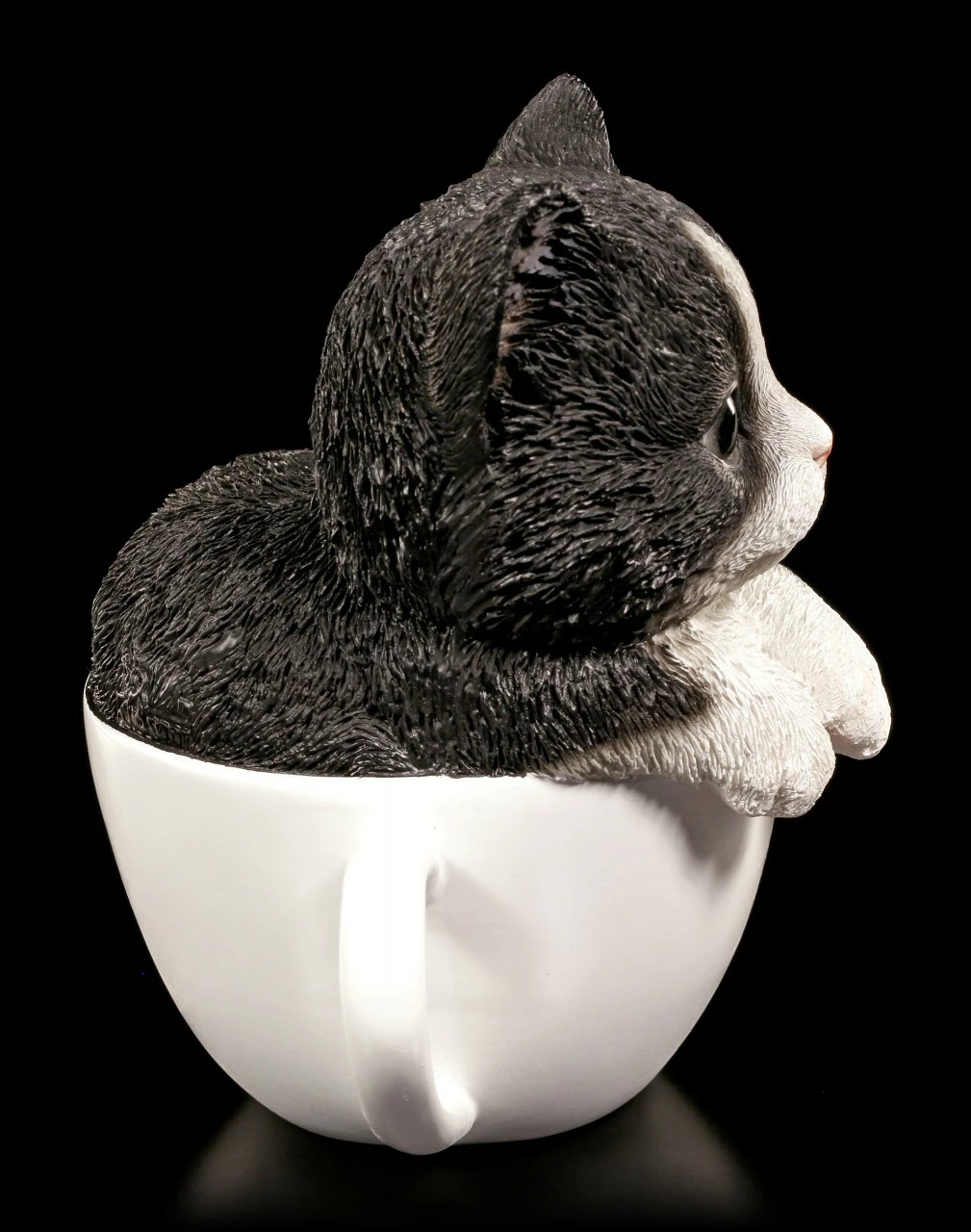 Katzen Figur - Schwarz-weißes Kätzchen In Tasse – Bild 2