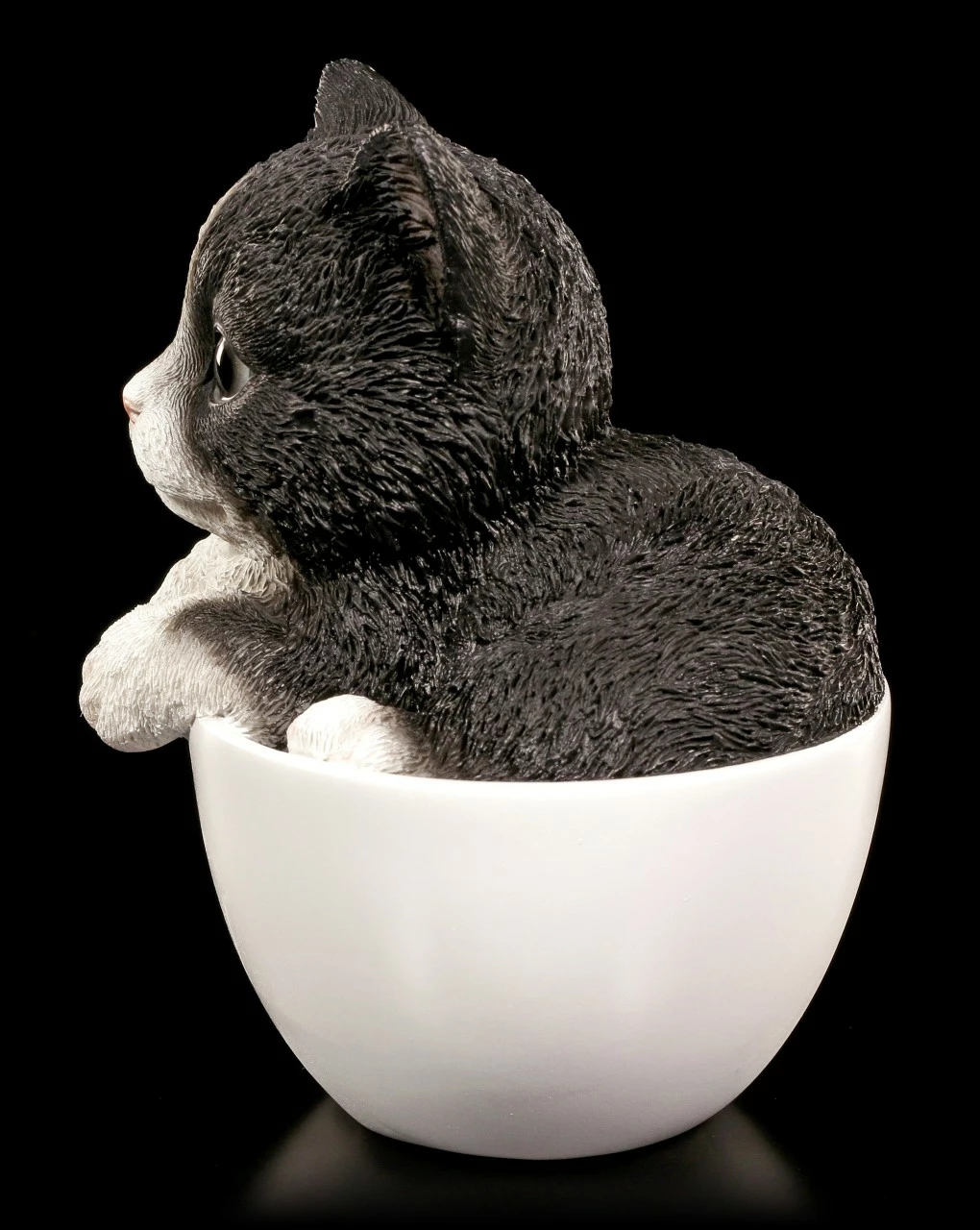 Katzen Figur - Schwarz-weißes Kätzchen In Tasse – Bild 4