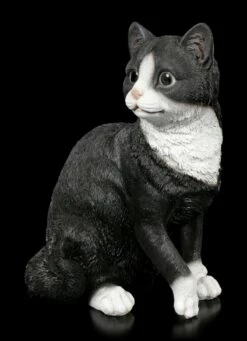 Katzen Figur - Sitzend Schwarz-weiß