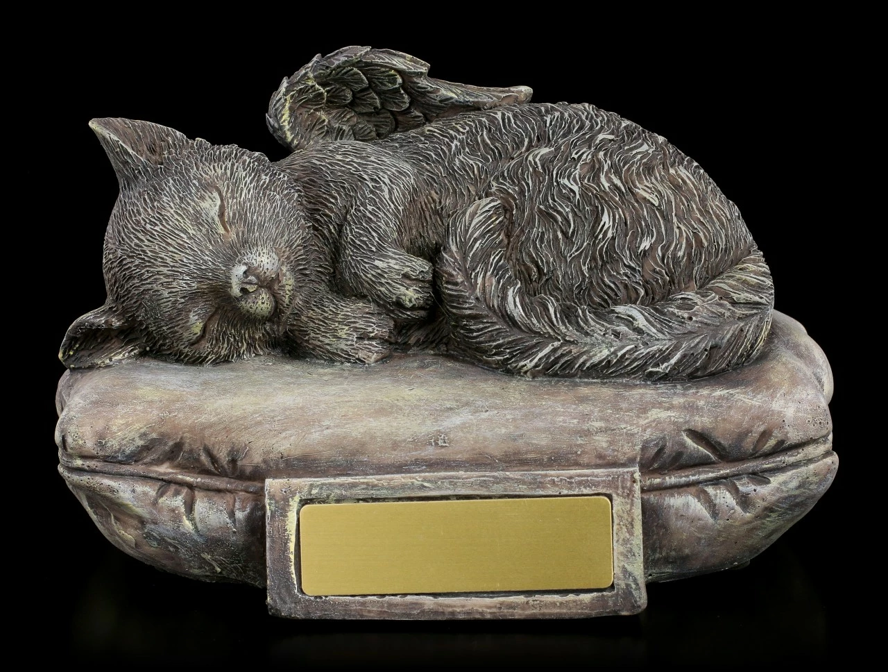 Tier Urne - Katzen-Engel Mit Gravurplatte In Steinoptik – Bild 2