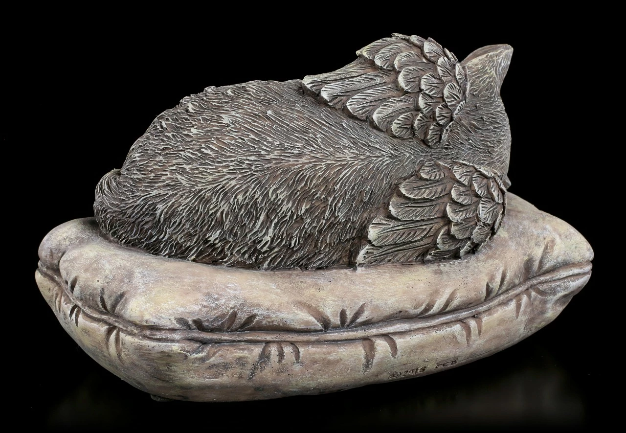 Tier Urne - Katzen-Engel Mit Gravurplatte In Steinoptik – Bild 4