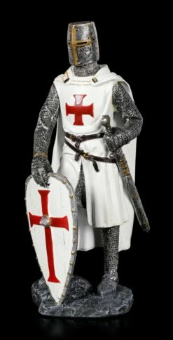 Kreuzritter Figur Stützt Sich Auf Schild