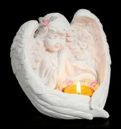 Teelichthalter - Mädchen Engel Mit Rosenkranz