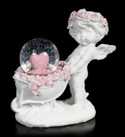 Weiße Cherub Figur Mit Schneekugel