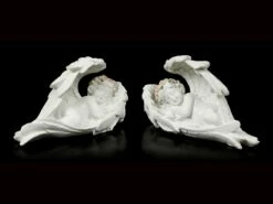 Weiße Schlafende Engel Figuren - 2er Set