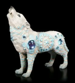 Wolf Spirit Figur - Indianer Türkis Mit Schmucksteinen